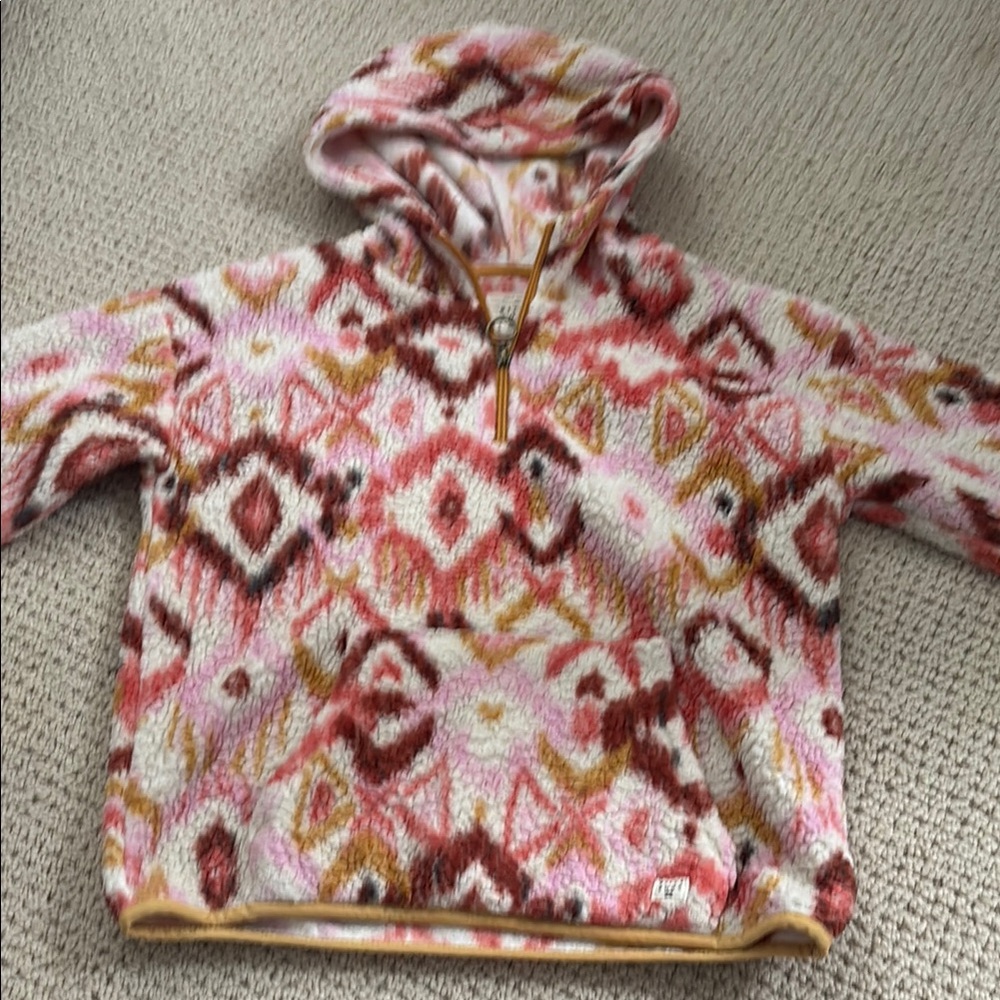 Billabong Pink and Brown Fleece Jacket with Geometric Design